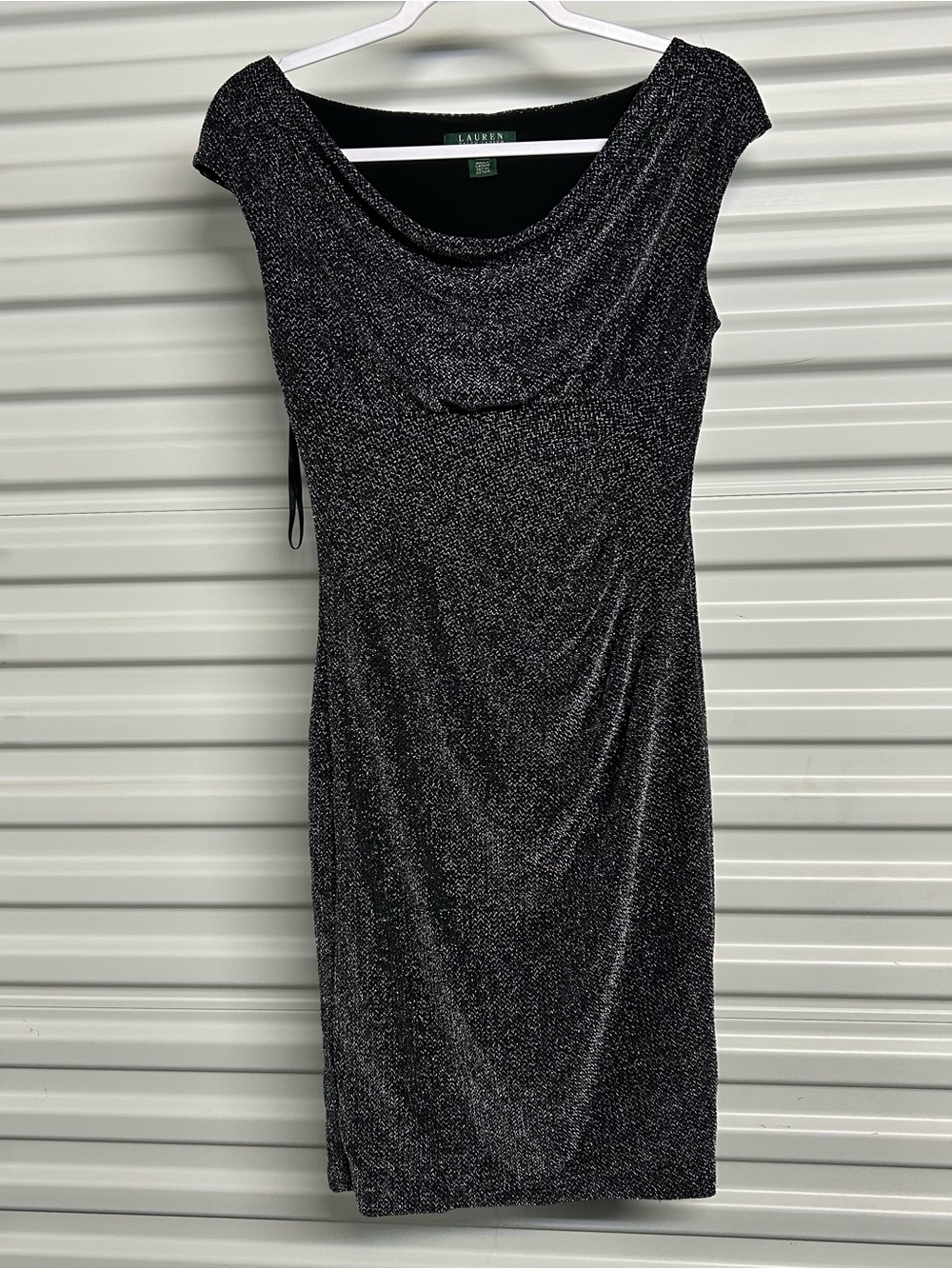 Ralph Lauren Black Sparkle Cowl Midi Dress